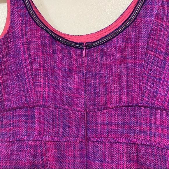 Trina Turk Dress Women’s Size 4 Purple Pink 100% Silk Tweed Dress - Picture 12 of 16